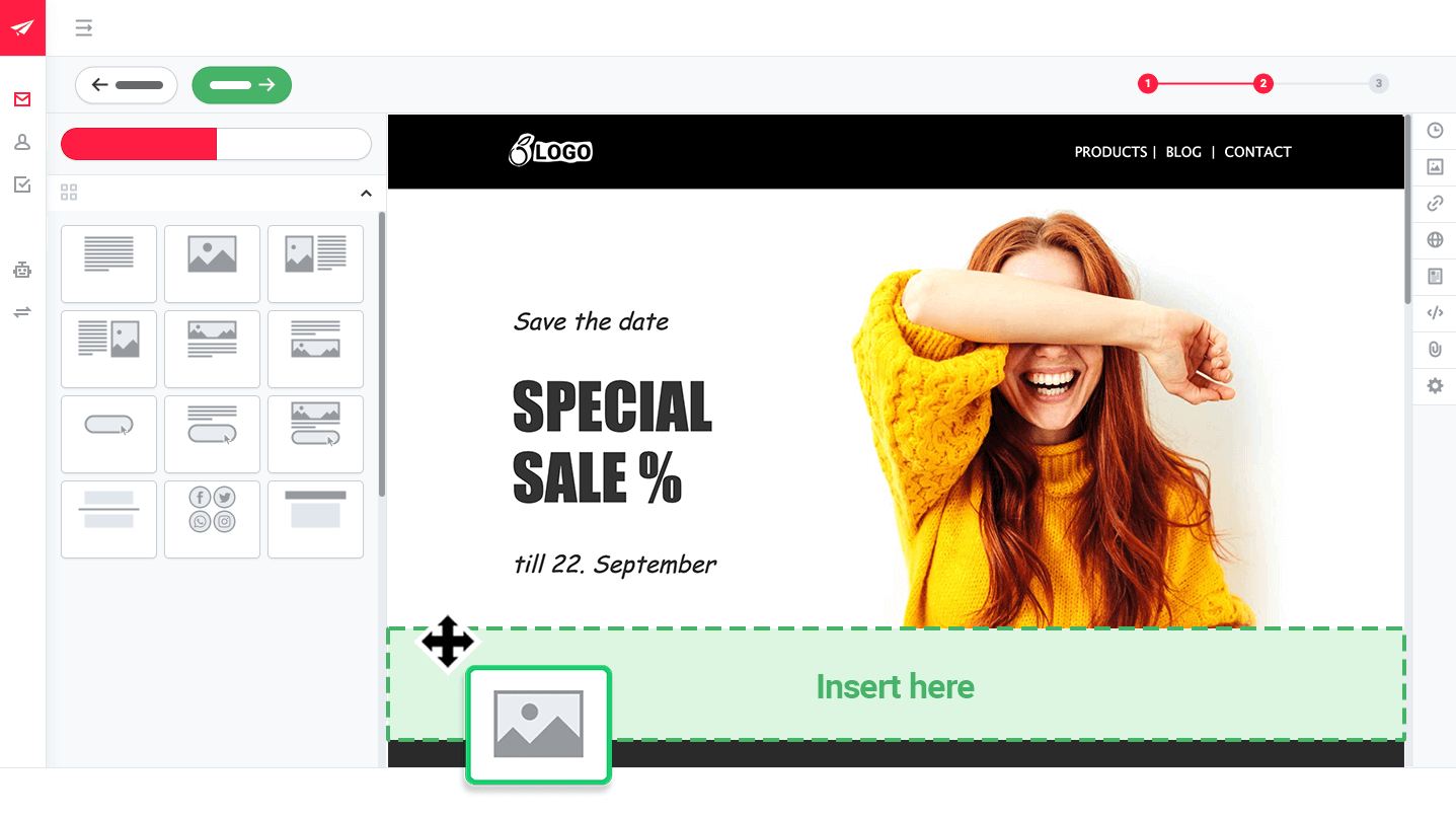 Editor per newsletter di rapidmail